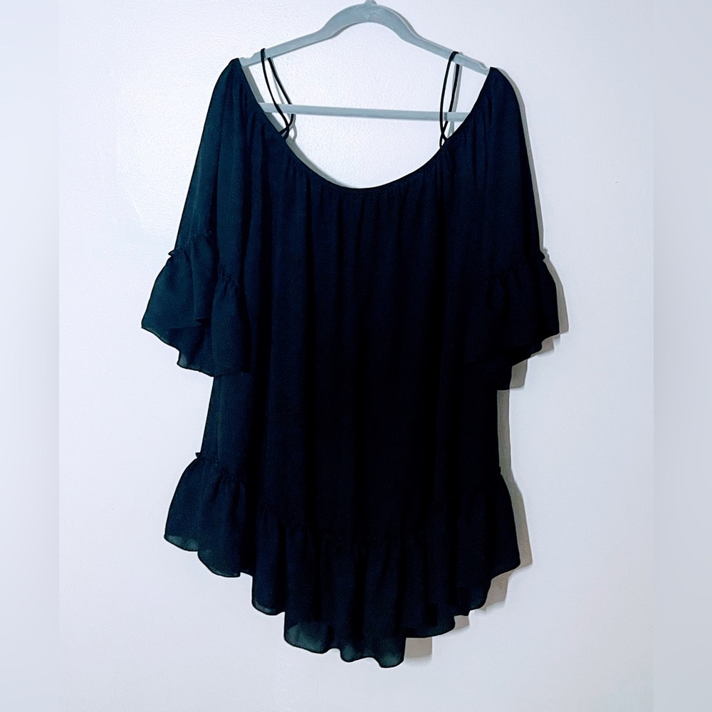 Worthington Charcoal Cold Shoulder Blouse